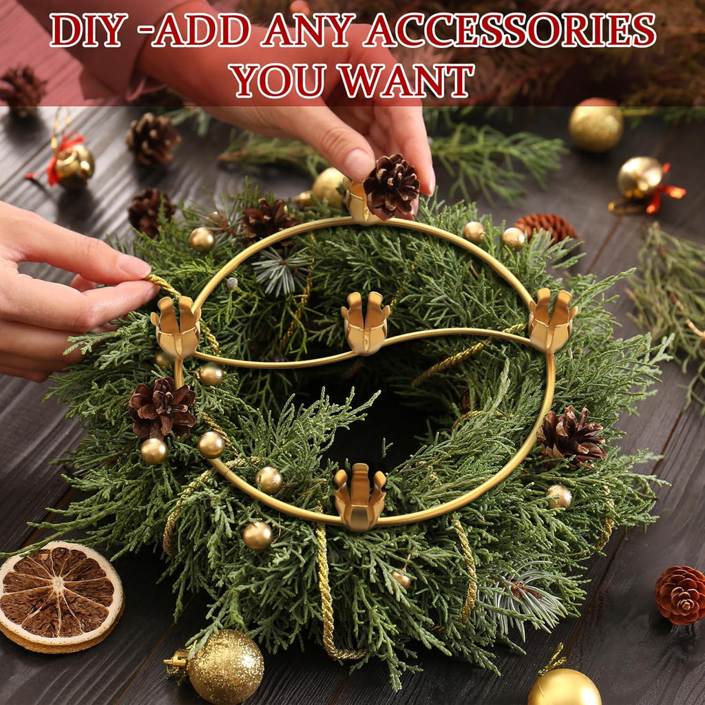Sliner Christmas Flower Advent Wreath Ring - 5 Candle Holder Taper in Gold | Metal Table Decoration