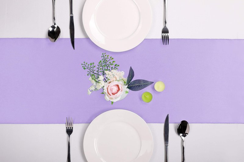 15-Pack Satin Table Runner Lavender 12 x 108 inches Long, Table Runners for Wedding, Birthday Parties, Banquets Decorations（15 Pack, 12x108 Inch, Lavender）