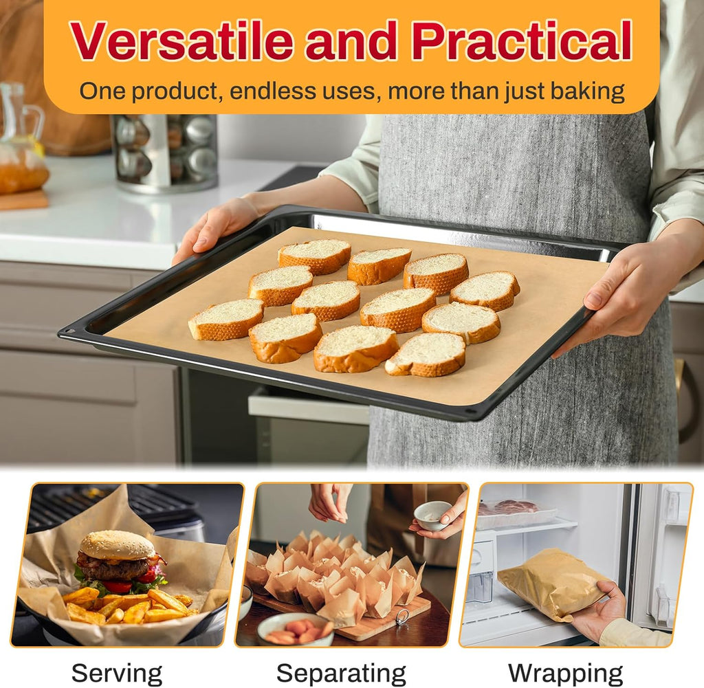 Unbleached Parchment Paper Sheets by [Brand Name] - 200 Pcs, 12x16 Inch, Non-Stick for Baking & Cooking