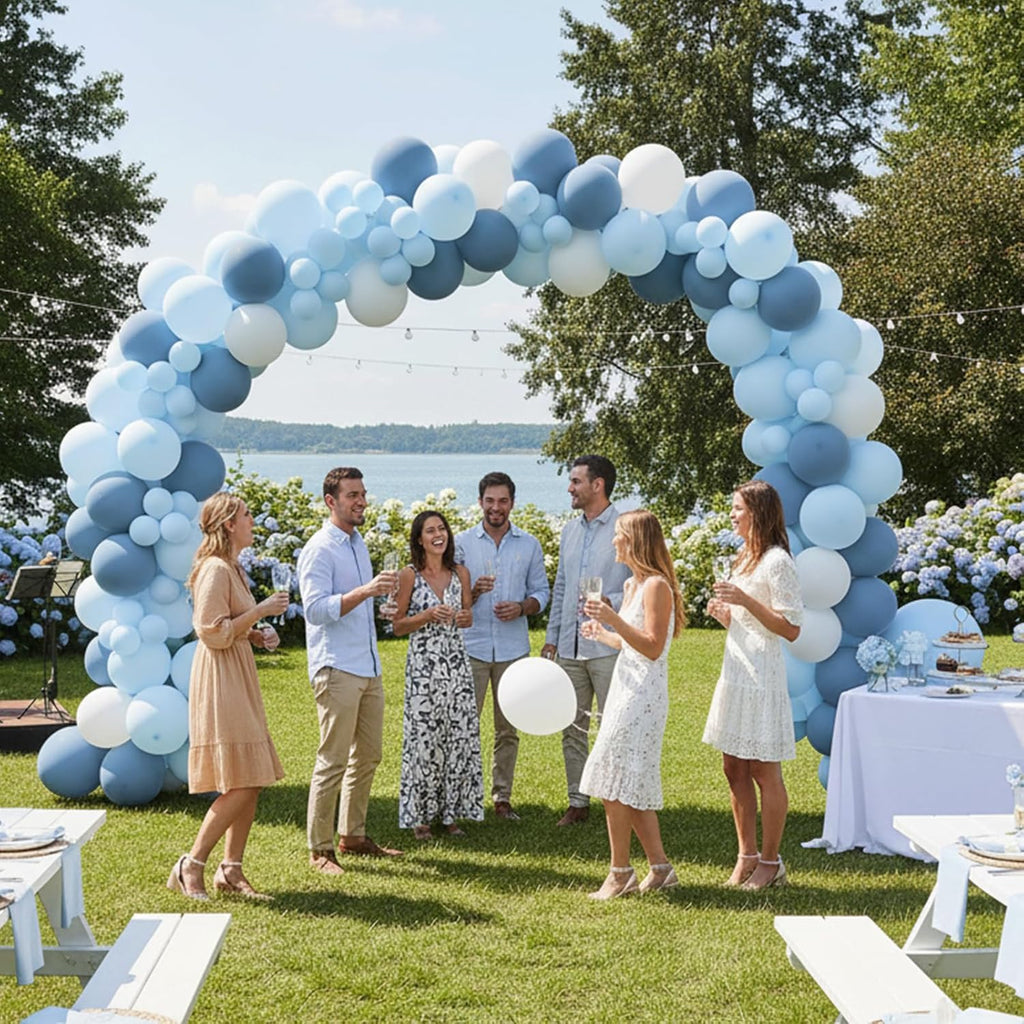RUBFAC Dusty Blue Balloons - 129-Piece Latex Balloon Garland Kit for Weddings, Baby Showers & Parties
