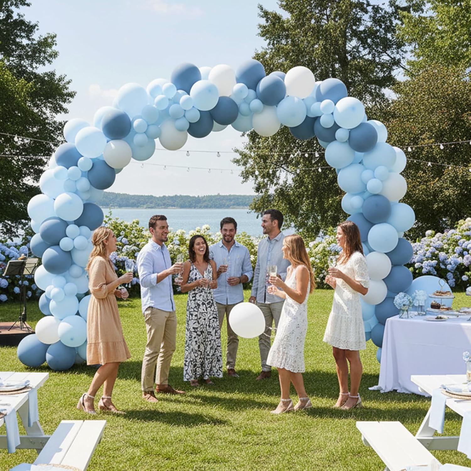 RUBFAC Dusty Blue Balloons - 129-Piece Latex Balloon Garland Kit for Weddings, Baby Showers & Parties