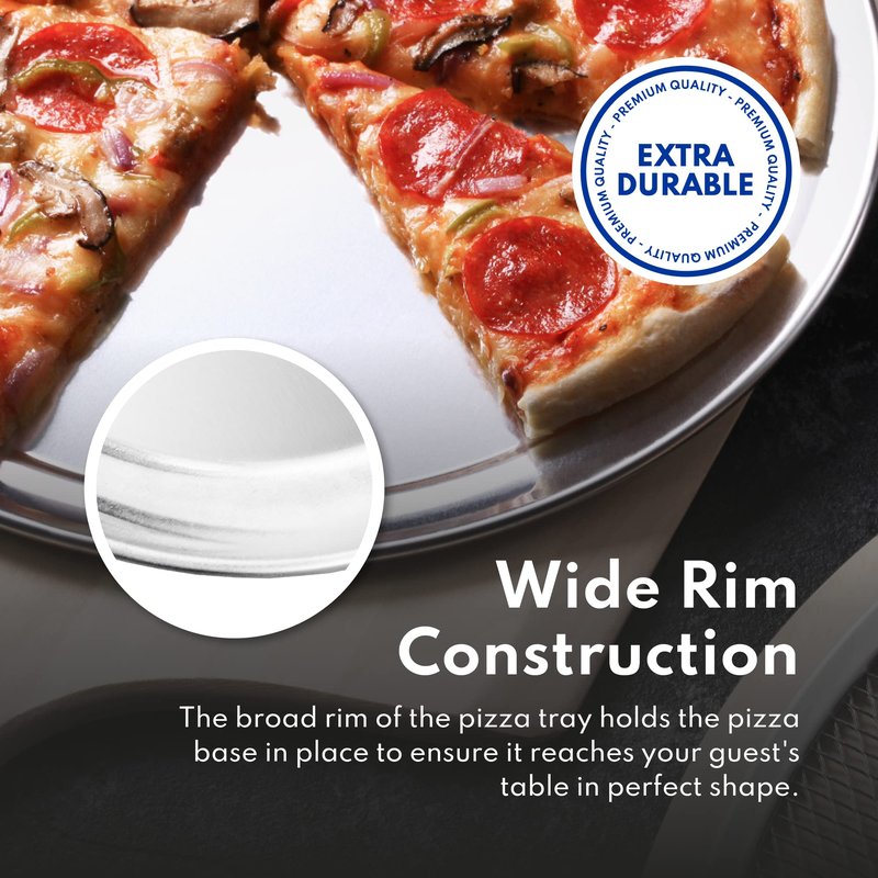 New Star Foodservice Restaurant-Grade Aluminum Pizza Pan/Tray, Wide Rim, 20 Inch, Pack of 6
