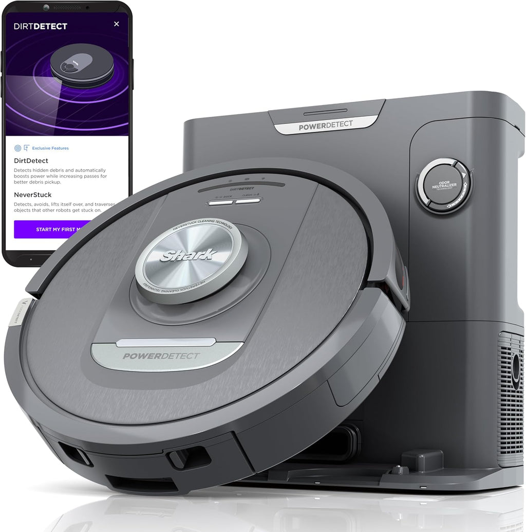 Shark PowerDetect Self-Empty Robot Vacuum - NeverStuck Technology, Auto Deep-Clean Carpets & Hard Floors, XL 60-Day Capacity, Black
