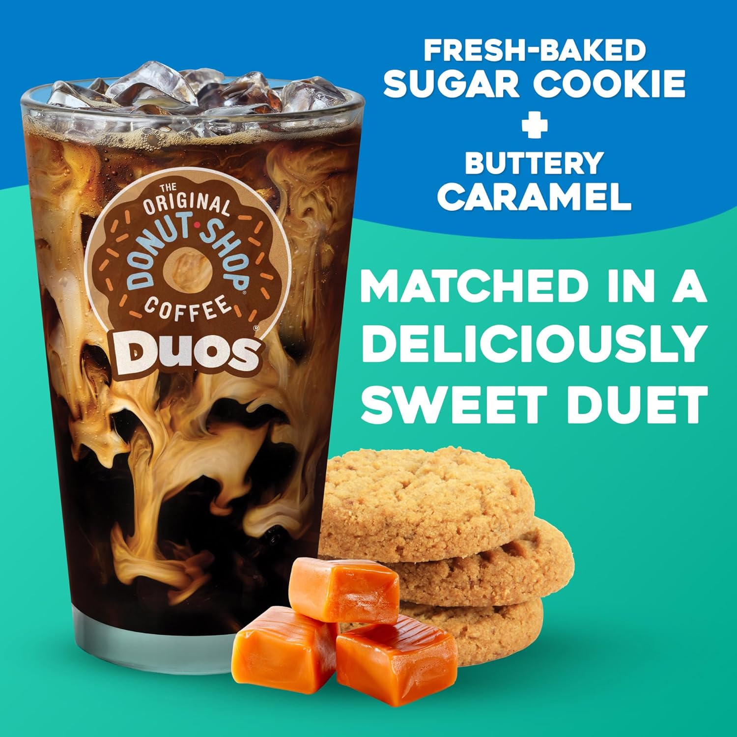 Original Donut Shop | Iced Duos Cookies & Caramel Coffee | 24 Count Keurig K-Cup Pods