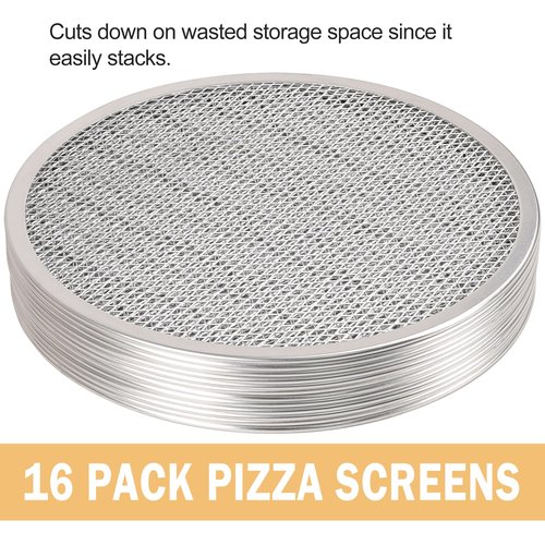 LRui Pizza Screen,16 Inch,12 Pack,Seamless Aluminum Pizza Pan With Holes.
