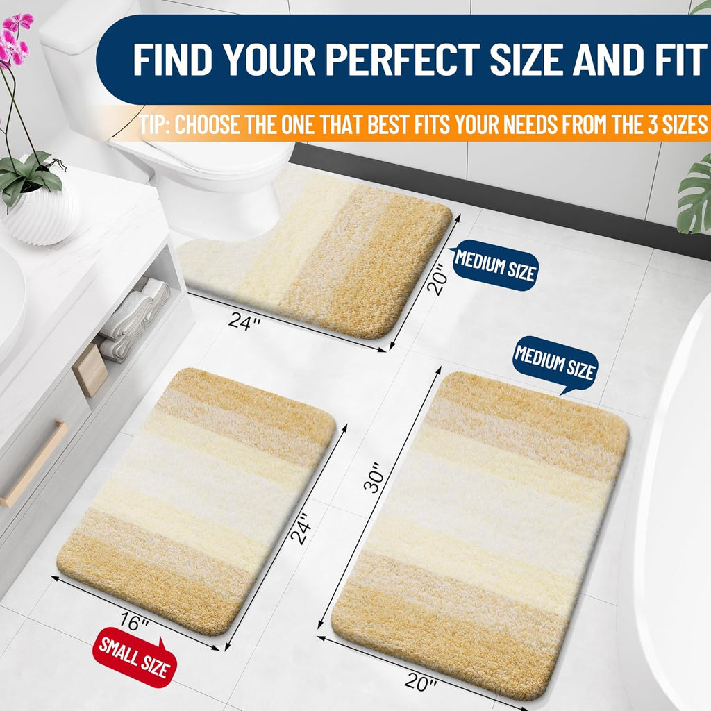 OLANLY Bath Rug Mat - Extra Soft Microfiber, Quick Dry & Machine Washable | 70x24, Light Yellow
