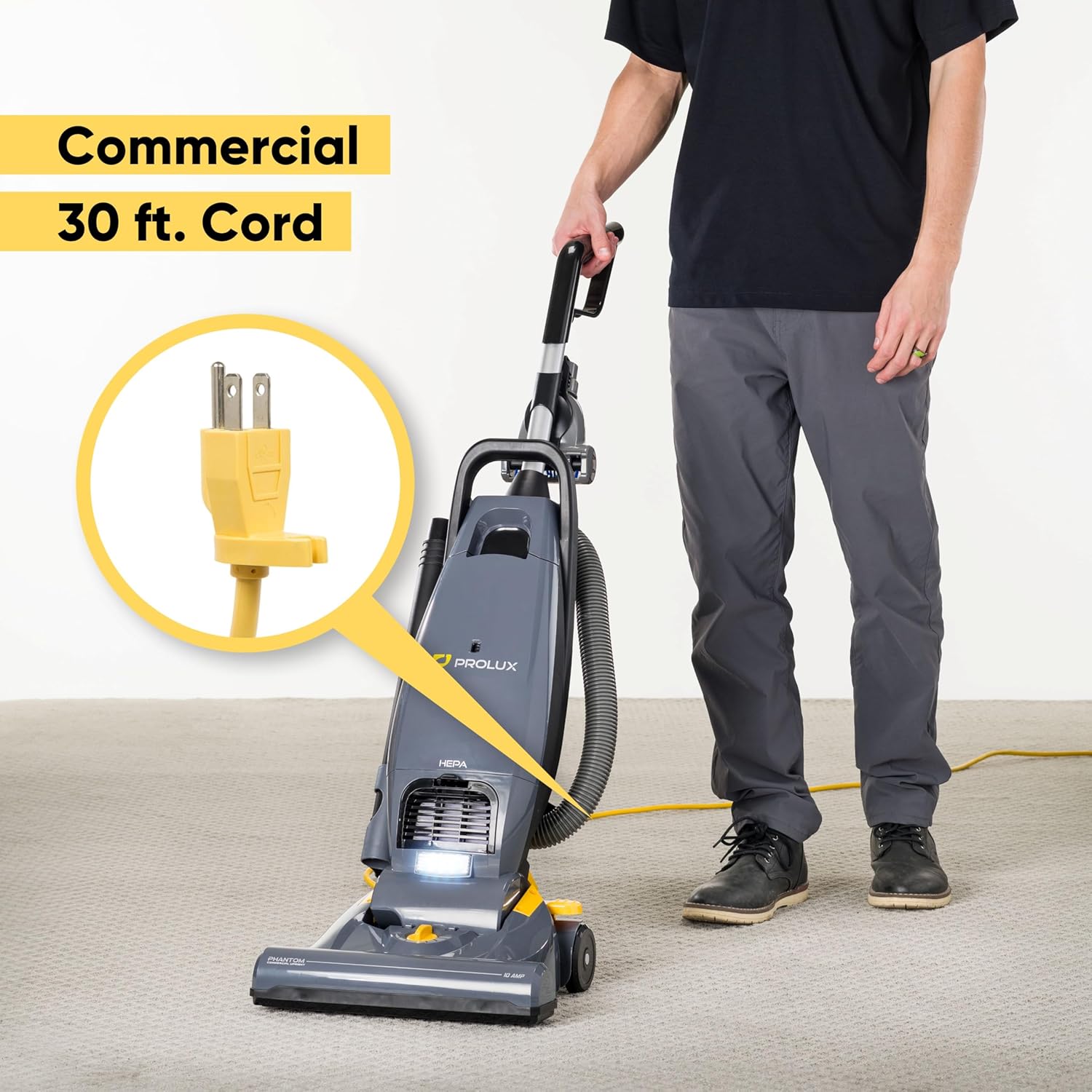 Prolux Phantom Pro Vacuum Cleaner - Lightweight 12lbs with HEPA Filtration & Onboard Tools | Ideal for Commercial Use