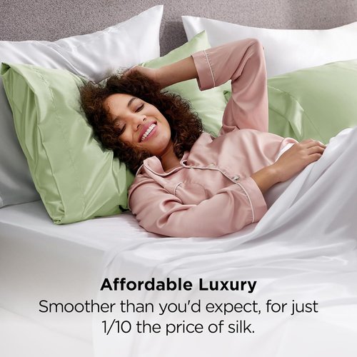 Bedsure Satin Pillowcase - Luxurious Silk-Like Feel | Standard Size 20x26 Inches, Sage Green - 2 Pack
