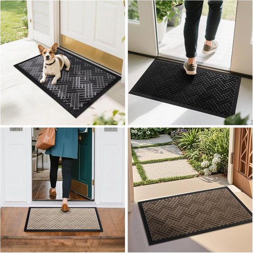 BEHERO Welcome Mat - Heavy Duty Indoor/Outdoor Door Mat, Stain & Fade Resistant, 29.5x17 Inch, Black