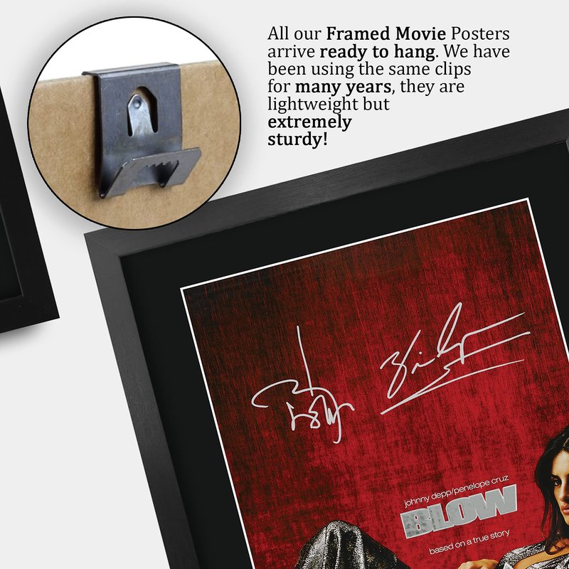 HWC Trading Blow Movie Poster Johnny Depp Penelope Cruz Signed 16 x 12 inch Framed Gift Printed Autograph Film Print Photo Picture Display - 16" x 12" Framed