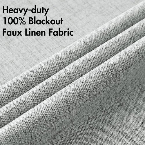 MIULEE Blackout Linen Curtains - 100% Thermal Insulated Room Darkening Drapes | Glacier Gray, 52 x 90 Inch (2 Panels)