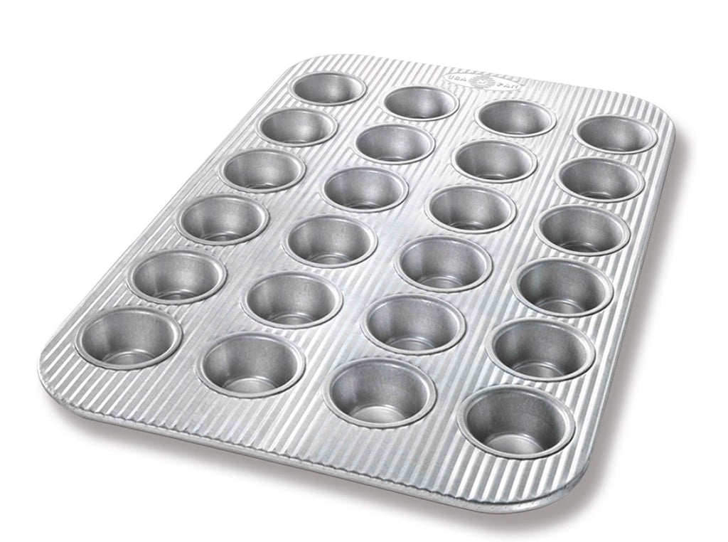 USA Pan Mini Muffin Pan, 24-Well & Standard Muffin Pan, 12-Well Bundle