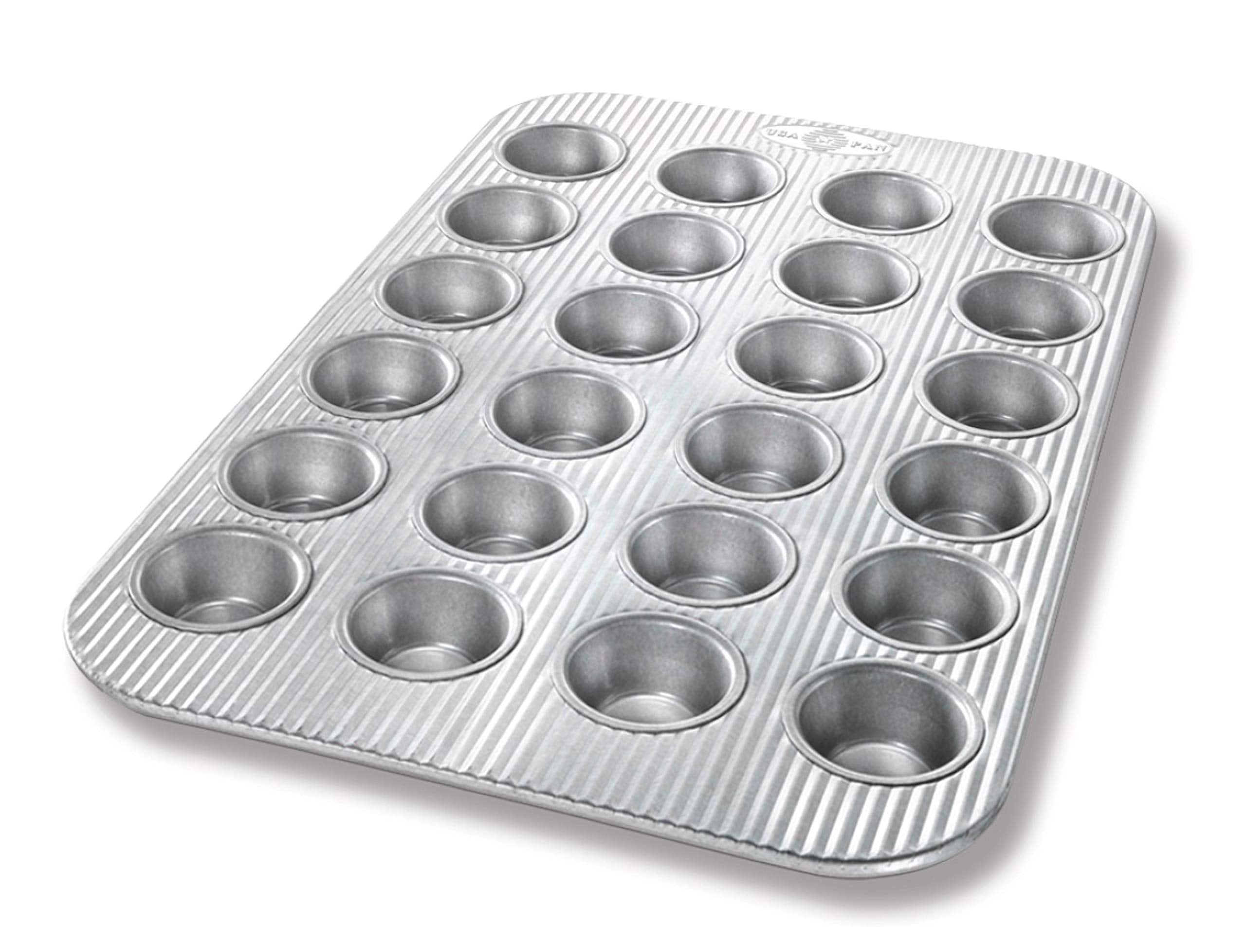 USA Pan Mini Muffin Pan, 24-Well & Standard Muffin Pan, 12-Well Bundle