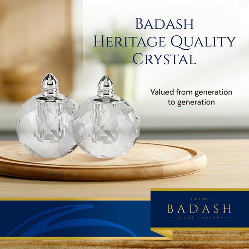 Badash Zendra Crystal Salt And Pepper Shaker Set with Platinum Tops - 2.5” Tall