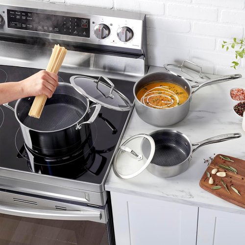Henckels Paradigm Ceramic Cookware Set - 6-Piece Stainless Steel Dual Performance Pots