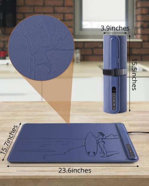 Silicone Electric Warming Mat for Food 3-Temperature,Food Warmer for Buffet Parties, Restaurants & Dinner, Easy-to-Clean Heating Tray to Keep Meals Warm 15.7”x23.6”(surfing&blue)