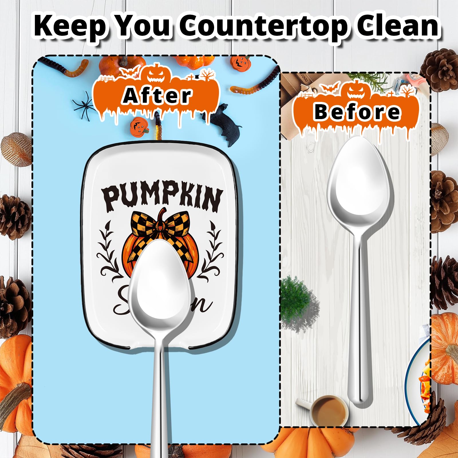 Pumpkin Ceramic Spoon Rest for Kitchen Stove Top Counter, Halloween Spoon Holder, Cooking Utensils Holder, Farmhouse Fall Autumn Thanksgiving Kitchen Decor for Cooking Lovers
