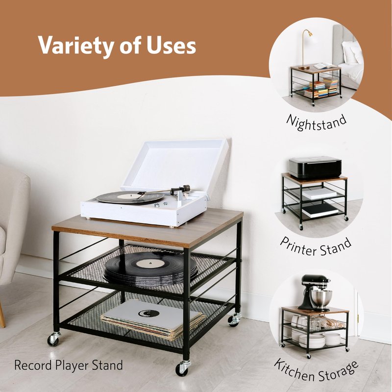 Mini Fridge Stand with Storage, Fridge Cabinet, Heavy Duty Refrigerator Stand Beverage, Dorm Fridge Cart, Microwave Stand, Nightstand, Kitchen Storage Organizer, End Table, Record Player Stand