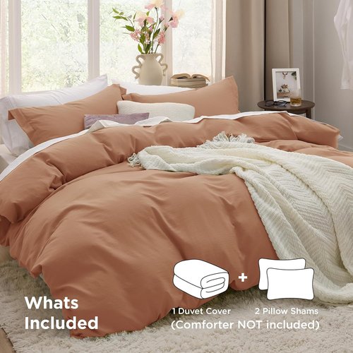 Bedsure King Size Duvet Cover Set - 3 Pieces Extra Soft Prewashed Cotton-Like Polyester in Taupe | Includes 1 Zipper Closure Duvet Cover 104x90 Inches & 2 Pillow Shams