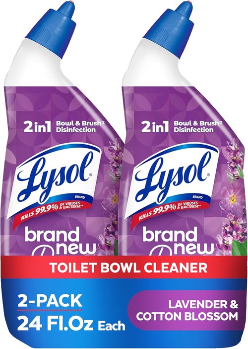 Lysol Toilet Bowl Cleaner Gel - Disinfecting & Septic Safe | Lavender & Cotton Blossom Scent, 24 oz (Pack of 2)