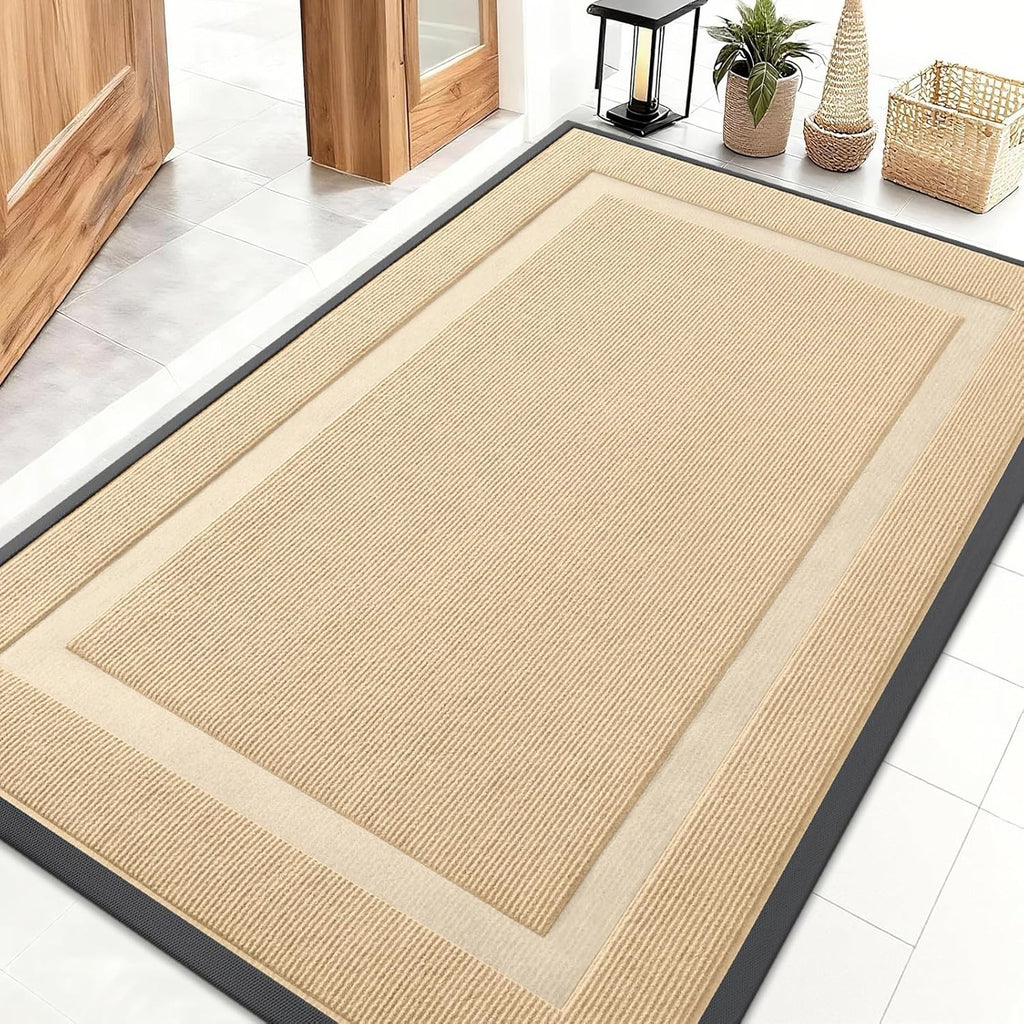 OLANLY Waterproof Front Door Mat - All-Season, Sturdy Natural Rubber, Easy Clean | 47x32, Beige