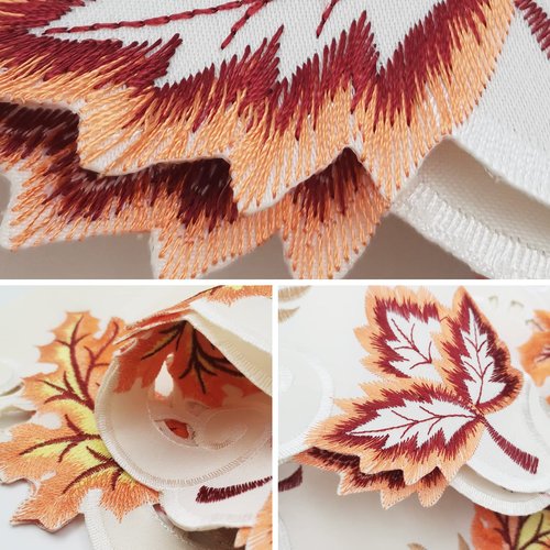 Fall Table Runner with Maple Leaf Long Festival Table Runner Table Decorations for Parties Gatherings Restaurant Home Decor (Traditional, 15x67inch - Embroidery)