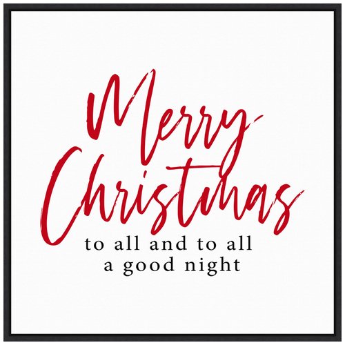 Amanti Art Framed Canvas Wall Art 22x22 Merry Christmas to All Script by Amanti Art Portfolio, Framed Wall Art Canvas, Holidays Artwork, Modern Decor, Medium Painting for Living Room, Bedroom