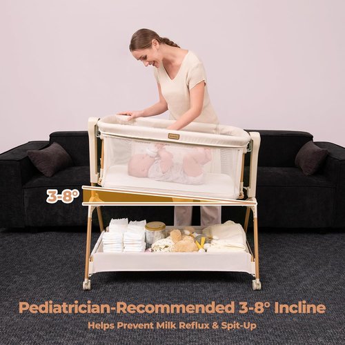 Ezebaby Baby Bassinet - 3-in-1 Rocking Sleeper with Breathable Full-Mesh Crib | 6 Height Adjustable, Portable Design