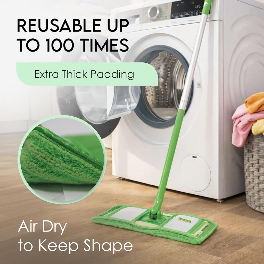 Turbo Reusable Mop Pads - Washable Microfiber Refills for Swiffer Sweeper - 12 Inch, 2 Pack