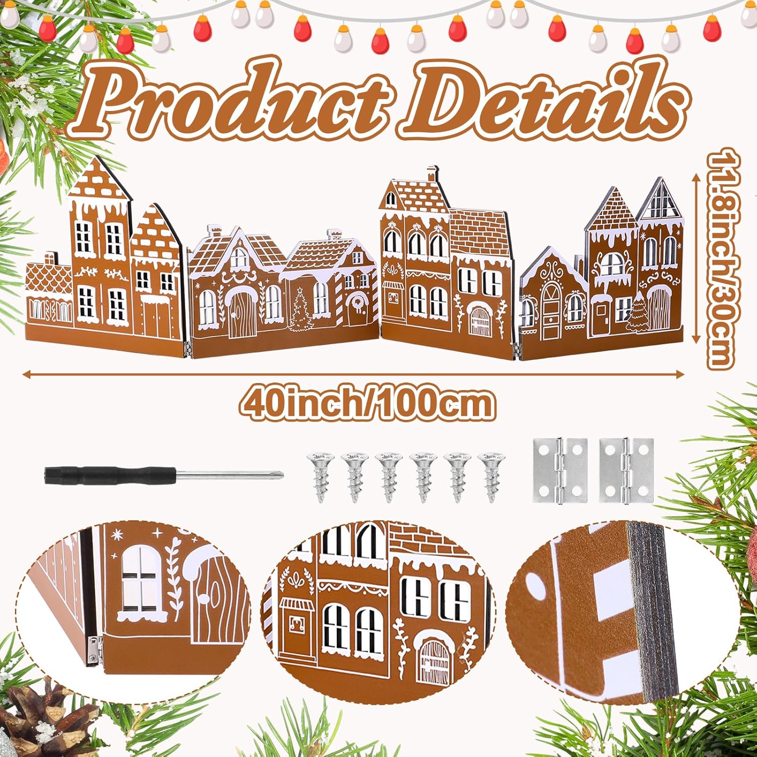 Thyle Wooden Christmas Houses Set - Rustic Gingerbread House Decor for Tabletop Centerpieces