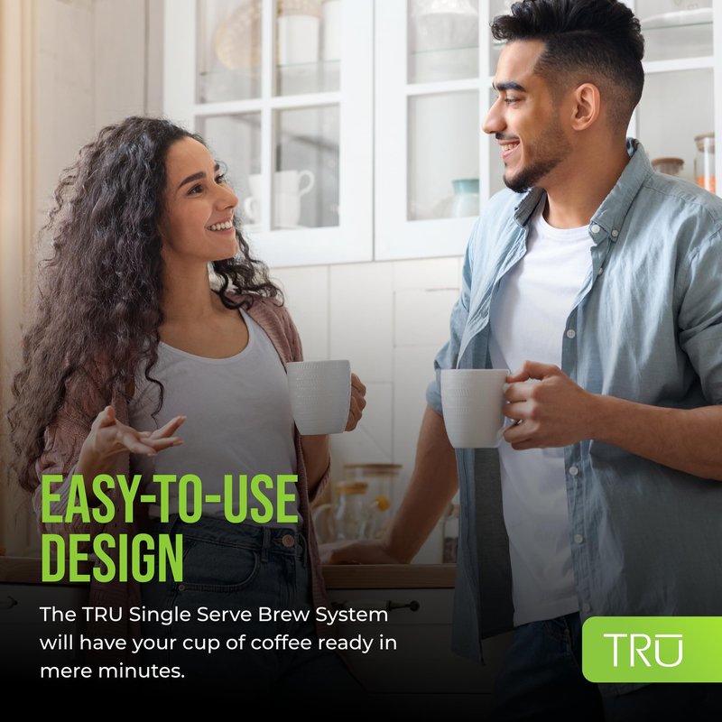 Tru Single Serve Dual Brew Coffee Maker - Premium Brewer for Coffee Capsules or Grounds - Features Self-Cleaning Function & Removable Drip Tray - Great Holiday or Birthday Gift