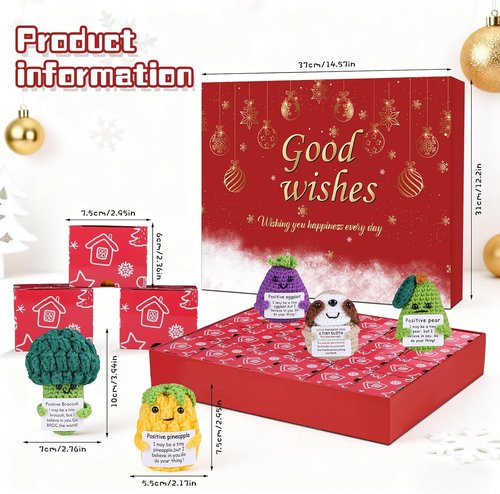 Advent Calendar 2025 - Handmade Crochet Animals Countdown Calendar with Positive Cards for All Ages