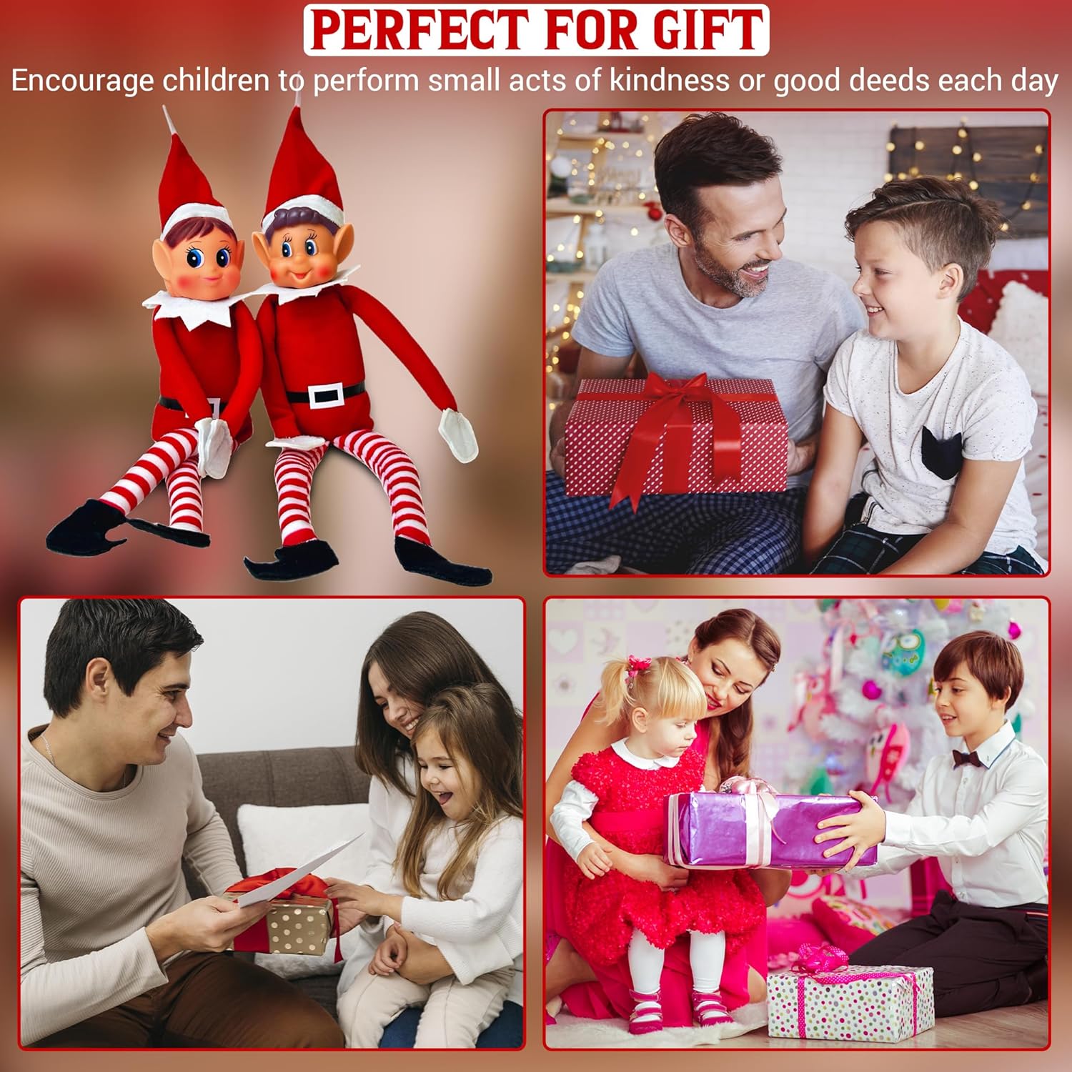 Naughty Elf Couple | 12-Inch Boy & Girl Christmas Elf Figures - Soft Bodies & Vinyl Faces for Festive Holiday Decor