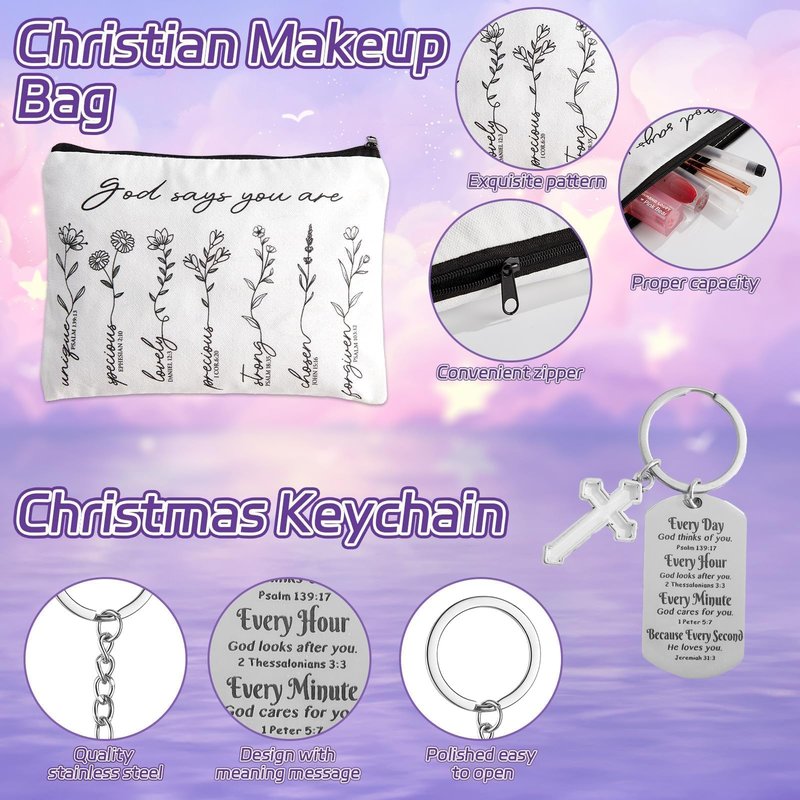 11Pcs Purple Christian Gifts for Women Faith Spiritual Inspirational Religious Catholic Gift for Women Mom Wife Friend Sister Birthday Holiday Christmas Gifts Includes Tumbler Tote Bag Socks Scarf Set