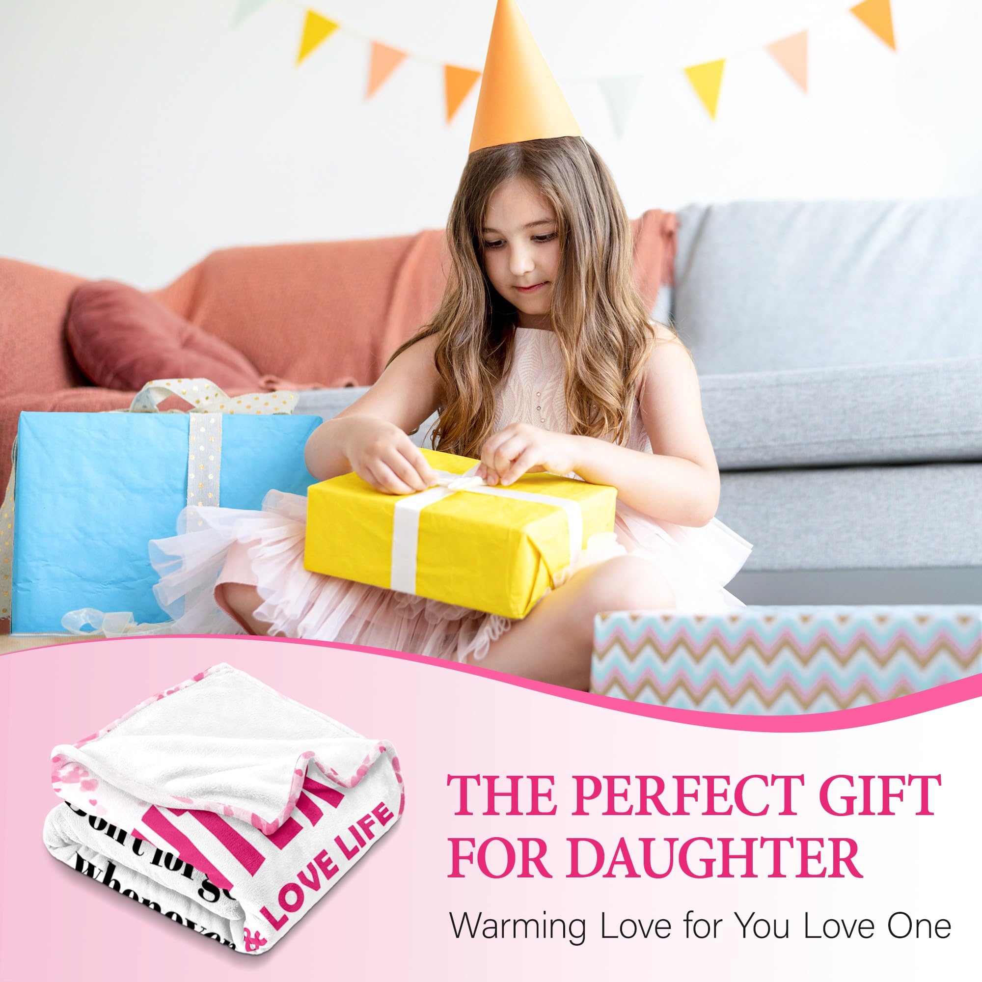 BAOERN Daughter Gifts from Mom Dad - Daughter Birthday Gifts - Easter Gift for Kids - Mothers Day Graduation Gift for Daughter's - Best Daughters Ever Present - to My Daughters Blanket 50"X 60"