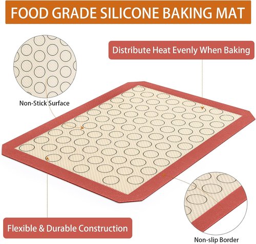 Deedro Baking Sheet Set - Stainless Steel Cookie Sheets with Silicone Mats | 4-Piece, 10 x 8 x 1 Inch
