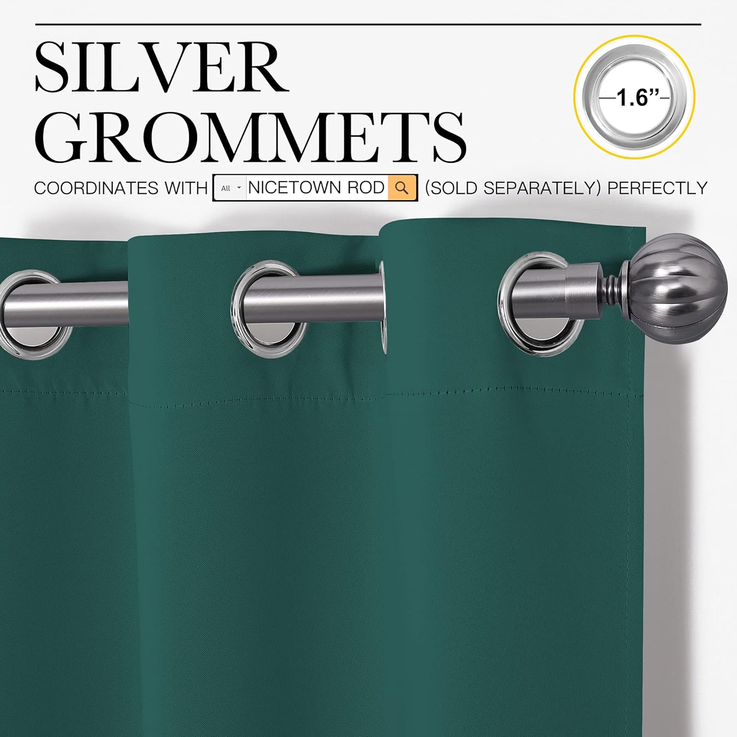 NICETOWN Blackout Curtains - Thermal Insulated Grommet Drapes for Dining Room | Hunter Green, 42x63 Inch (1 Pair)