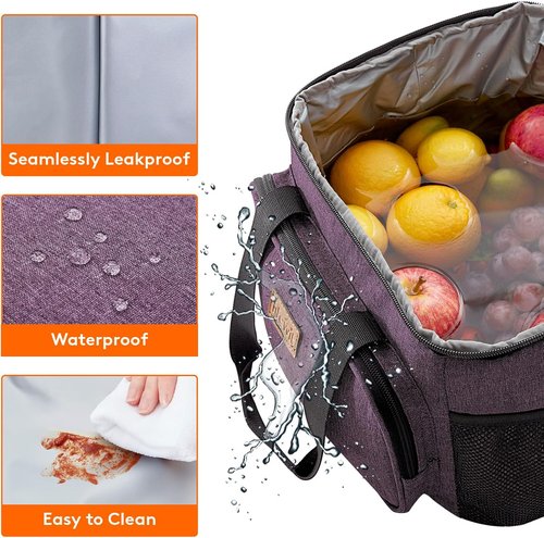 Lifewit Insulated Lunch Bag - Large 24-Can Soft Cooler Tote for Adults | Purple (15L)
