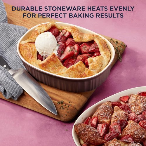CorningWare Ceramic Bakeware Set - Chip & Crack Resistant Stoneware | 6-Piece French Cabernet, Microwave & Oven Safe