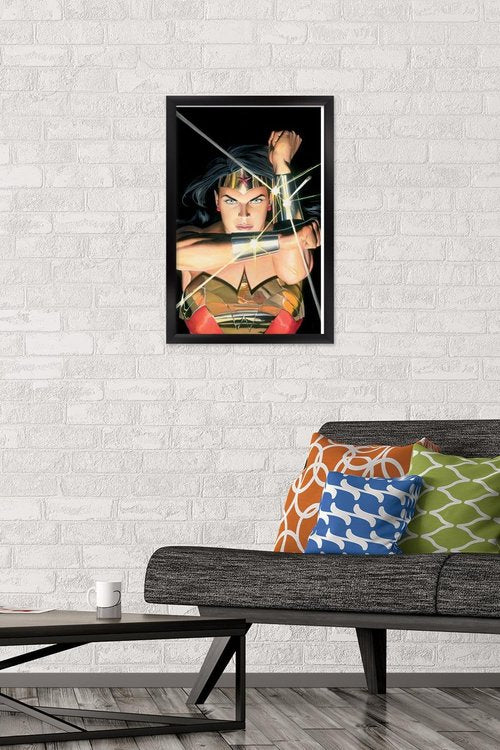 Trends International DC Comics - Wonder Woman - Alex Ross Portrait Wall Poster, 14.725" x 22.375", Black Framed Version
