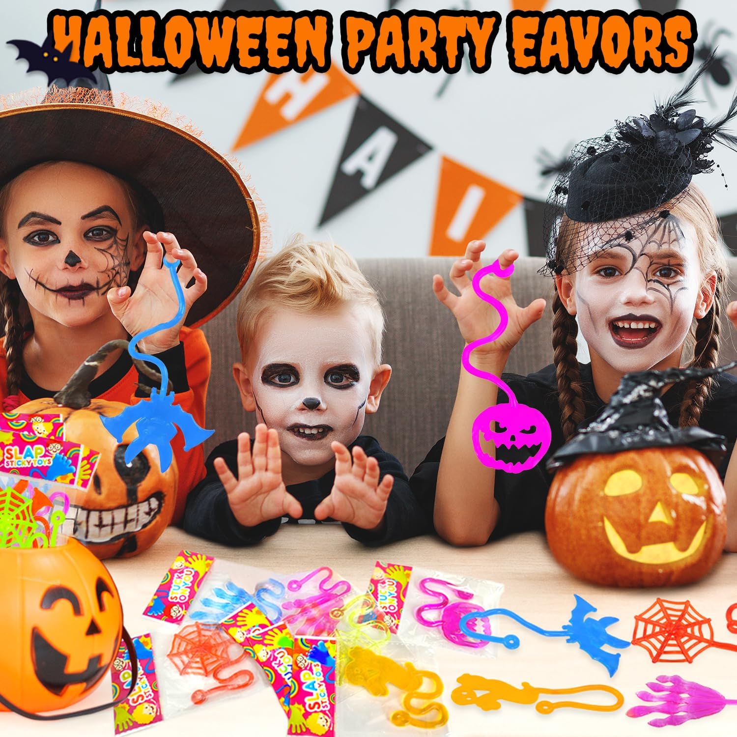 Skiennix Halloween Sticky Hands - Fun Party Favors for Kids | 100-300 Pcs for Boo Baskets & Treats