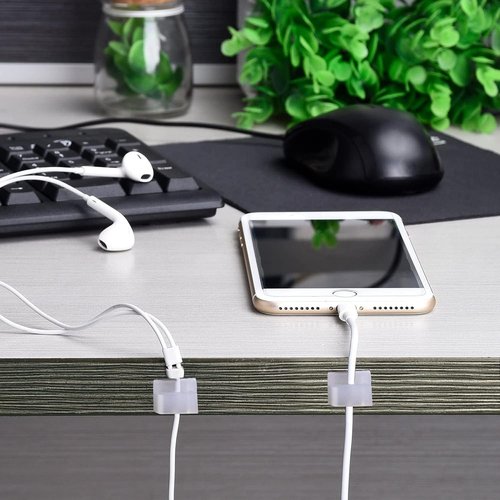 Hicarer 100 Pcs Adhesive Cable Clips - Wire Management Holders for Home, Office & Outdoor Use | Small, White