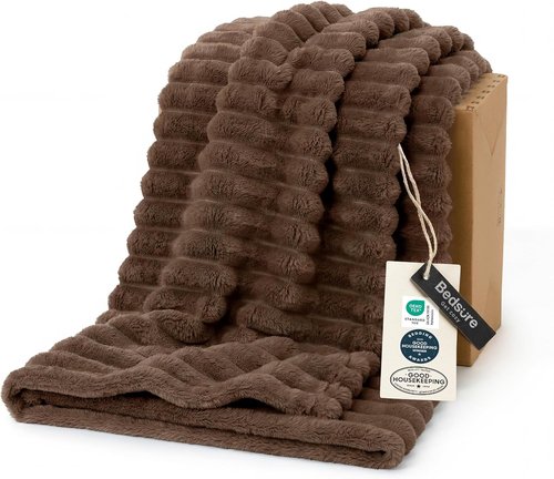 Bedsure GentleSoft Brown Fleece Blanket - Cozy 50x60 Inch Throw for Couch & Women’s Comfort