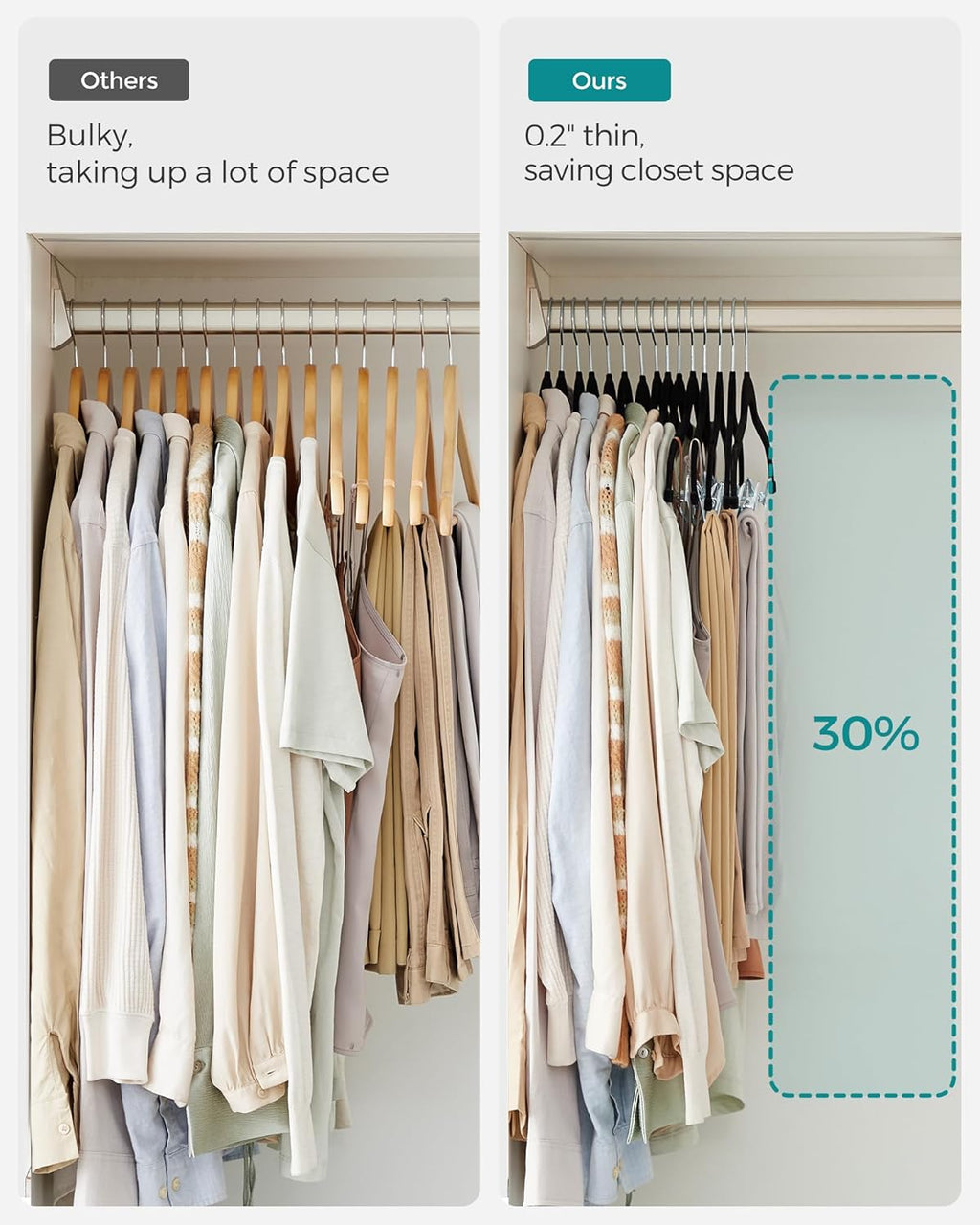 SONGMICS Velvet Pants Hangers - 50-Pack Adjustable Clips, Heavy-Duty, Non-Slip, Space-Saving, Black