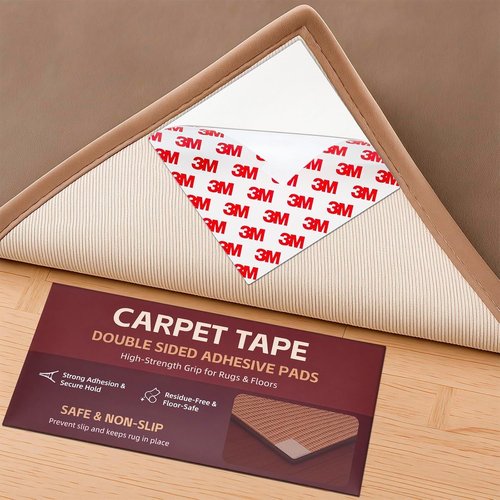 Heavy Duty 12PC Double Sided Carpet Tape by [Brand Name] - Non-Slip Adhesive for Hardwood Floors