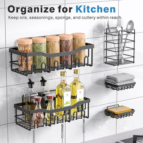 EUDELE Shower Caddy - 5 Pack Rustproof Stainless Steel Organizers | No Drilling, Large Capacity for Bathroom Storage