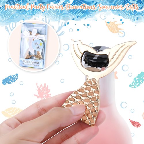 4 PCS Mermaid Bottle Openers - Wedding and Party Favors, Elegant Sea Themed Gifts for Guests, Perfect for Bridal & Baby Showers, Birthdays, Celebrations, with Gift Box