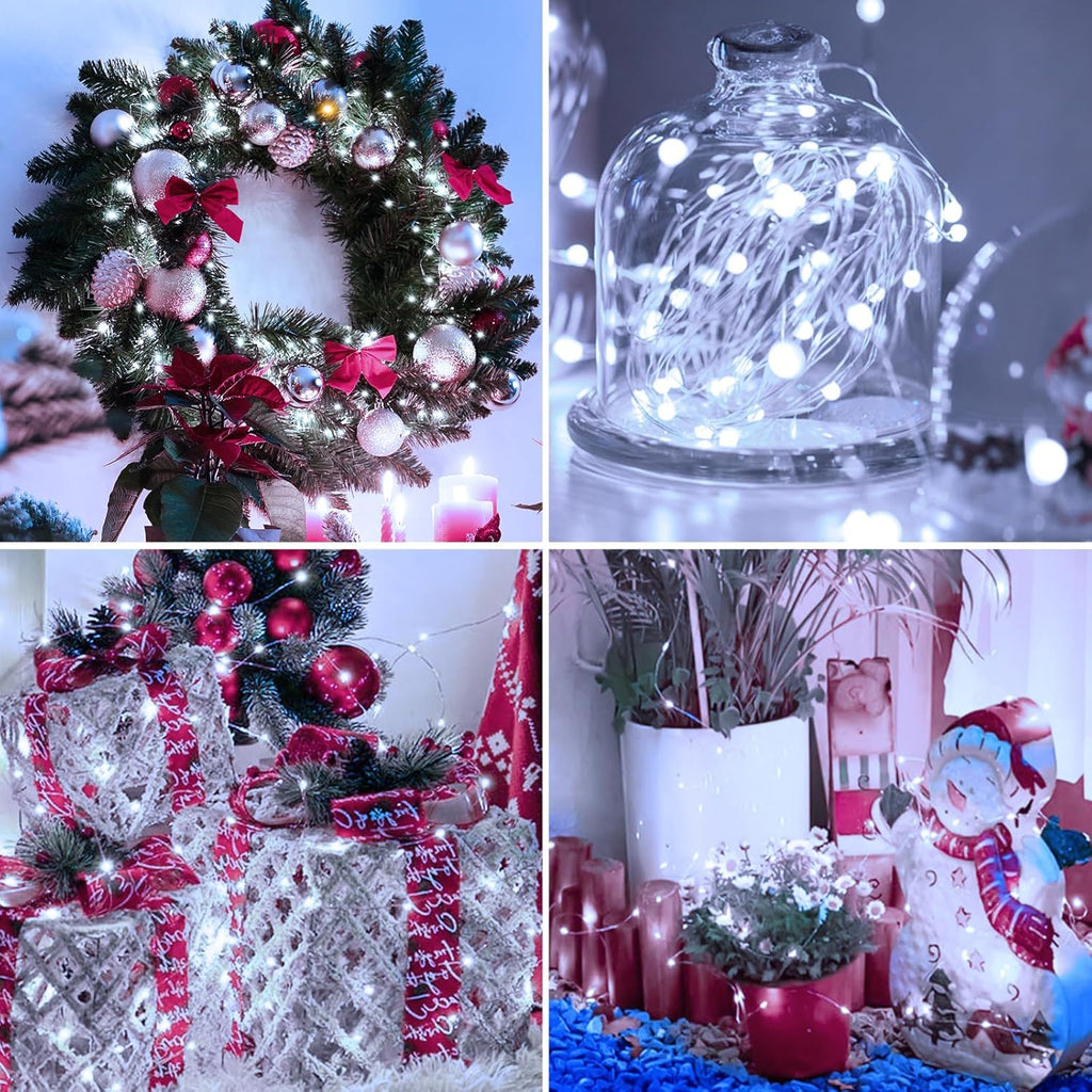 Skiennix 6 Pack Fairy Lights - 7ft Battery Operated Mini String Lights | Waterproof Twinkle Lights for DIY Decor - Warm & Cold White