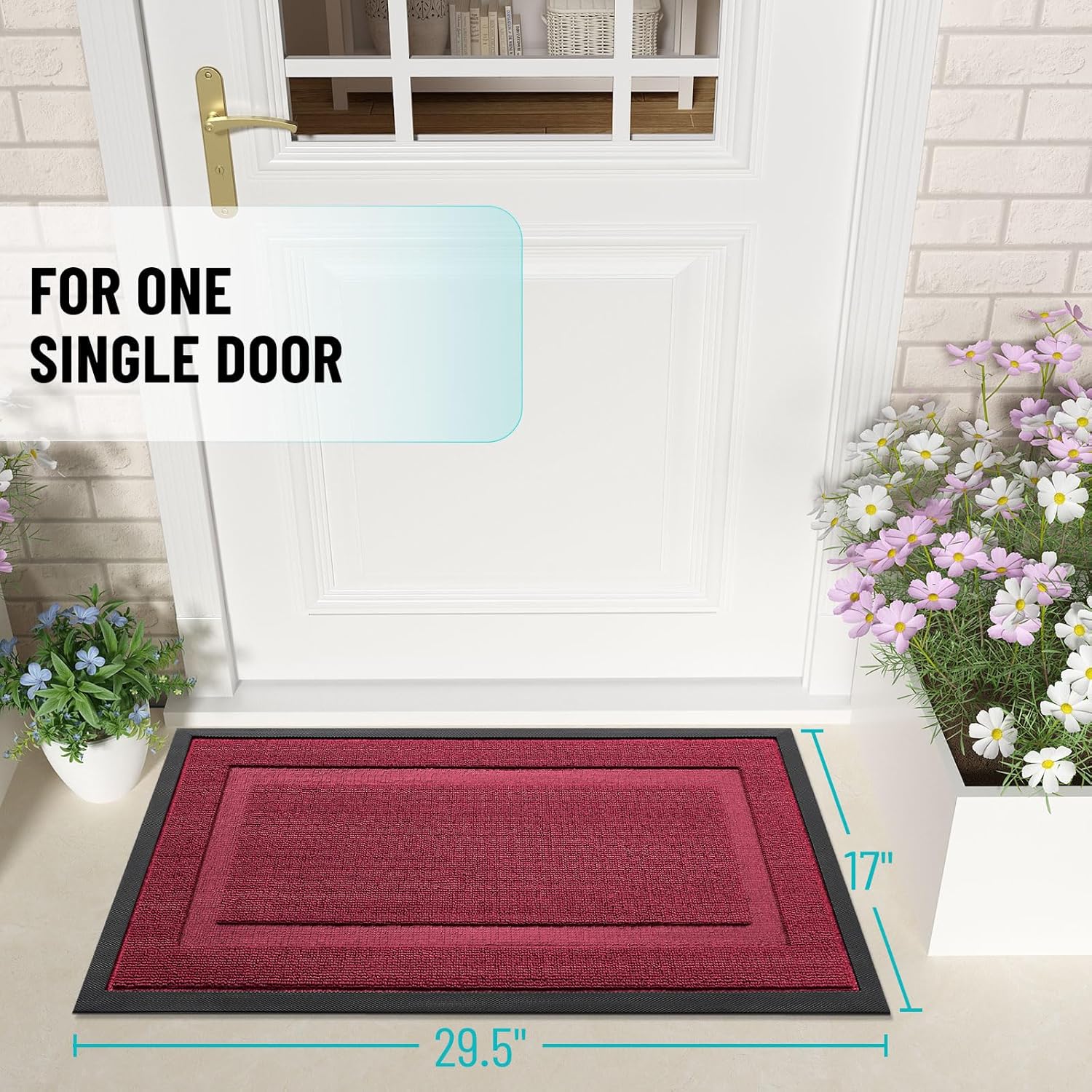 OLANLY Waterproof Front Door Mat - All-Season Indoor/Outdoor Doormat, Easy Clean, 29.5x17, Burgundy