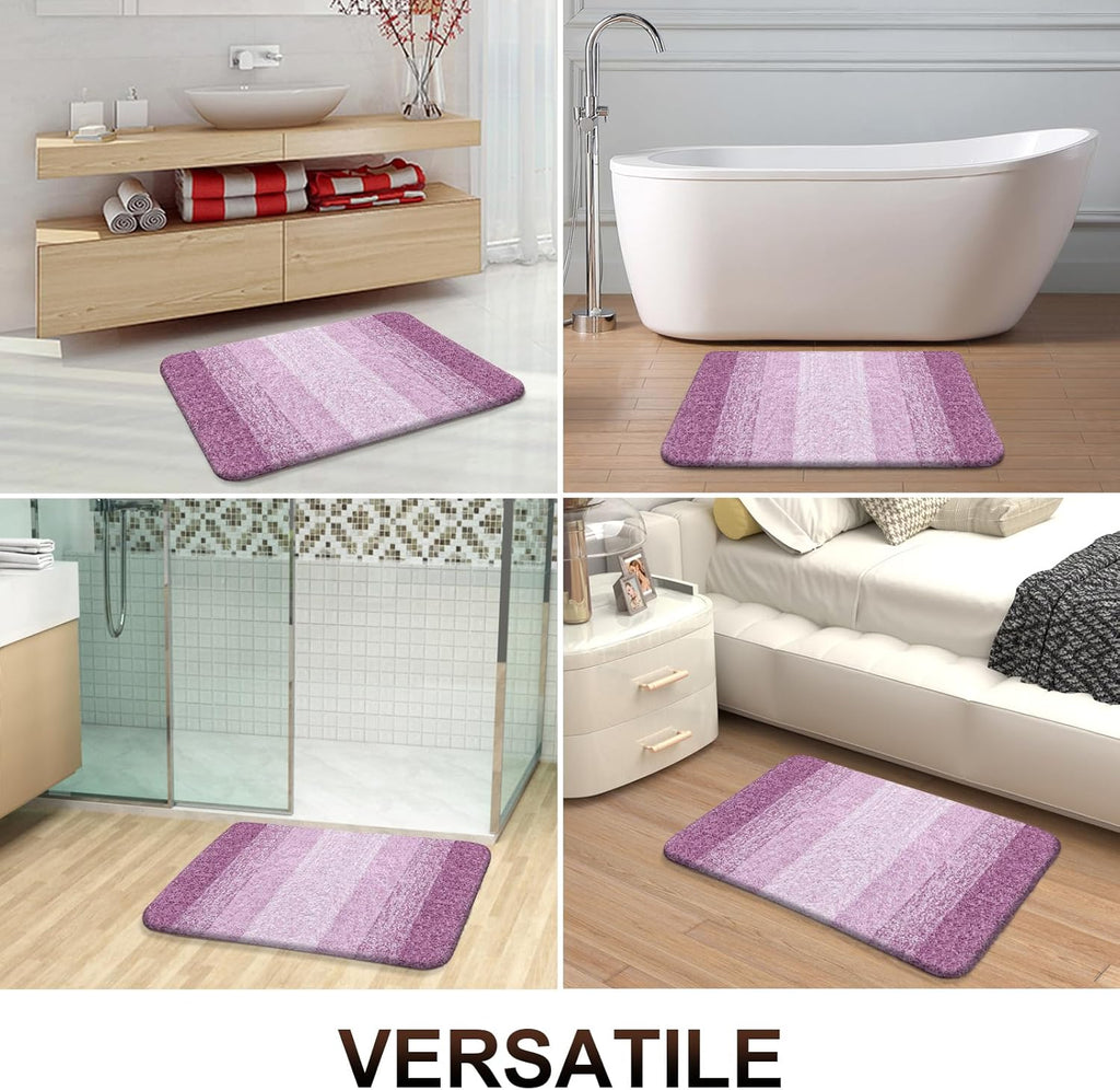 OLANLY Bathroom Runner Rugs - Extra Soft Microfiber Bath Mats | Quick Dry, Washable, 54x24, Pinkish-Purple